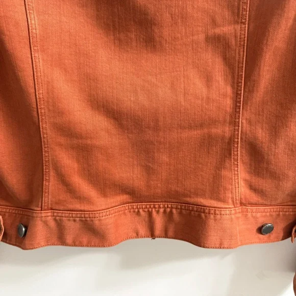LIVERPOOL CLASSIC BUTTON DOWN JEAN JACKET WITH POCKETS ORANGE RUST SIZE: M - Picture 6 of 16